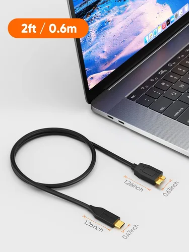 Miniatura 3 de CableCreation Cable corto USB C a Micro B de 2 pies x 2, 10G Micro B a USB C, cable de disco duro externo para iPhone 15/16/17, Samsung Galaxy S24