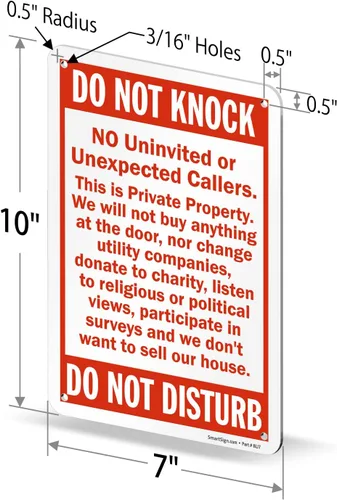 Miniatura 6 de SmartSign Security cartel, leyenda ""Do Not Knock - Do Not Disturb", rojo sobre blanco, Rojo sobre blanco, 1