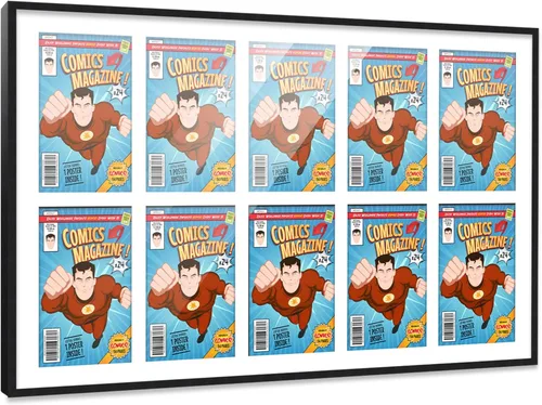 Miniatura 78 de Poster Palooza Marco de cómic con paspartú para 1 cómic de la Edad de Bronce publicado entre 1970 y 1985, marco de cómic negro para cómic de 7.25 x