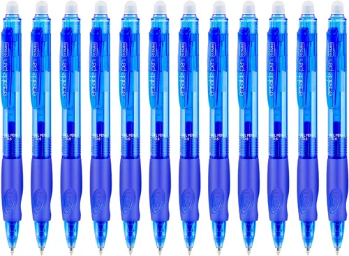 Miniatura 16 de Paquete de 12 bolígrafos de gel borrables Clicker, punta fina (0.020 pulgadas), tinta negra con borrador, hace que desaparezcan los errores, agarre