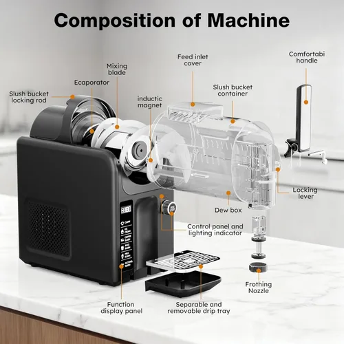 Miniatura 8 de Máquina de granizado para el hogar, máquina de granizado y helado de 85 onzas, no necesita hielo, máquina de bebidas congeladas con 5 ajustes
