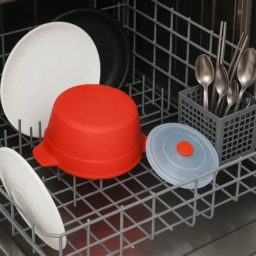 Miniatura 6 de Vaporizador de alimentos de silicona para microondas con asa y tapa, olla antiadherente de 1.2 L para ramen, recalentar sobras, almacenamiento