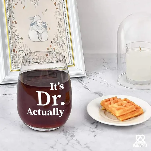 Miniatura 3 de Panvola Vaso de vino con texto en inglés "It's Dr Actually Doctor Gifts - Vaso de vino sin tallo, para estudiante de doctorado, hijo, hija, de mamá