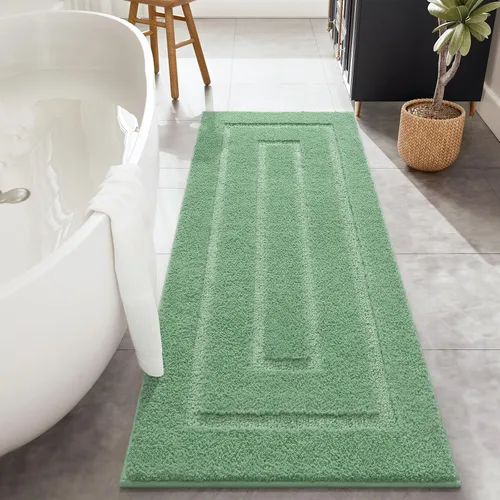 Miniatura 36 de HOMORE Alfombra de baño gris de 24 x 60 pulgadas, suave, absorbente, alfombra de pasillo de baño lavable, alfombras largas antideslizantes
