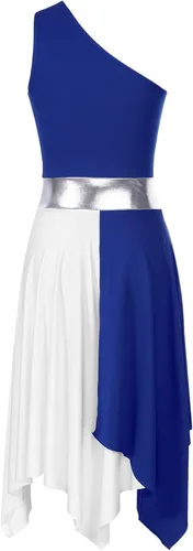Miniatura 130 de easyforever Vestido de baile sin mangas con bloques de color para mujer, alabanza litúrgica, ropa de baile lírico, vestido de bata de adoración