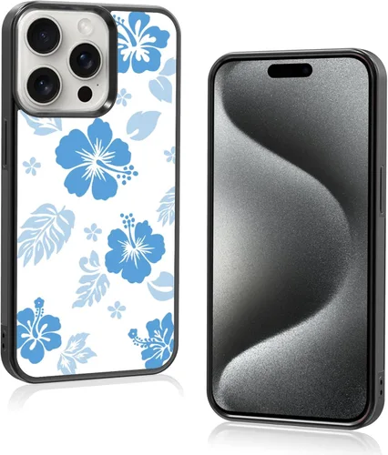 Miniatura 100 de Funda para iPhone 8 Plus y iPhone 7 Plus, linda funda Kawaii azul hibisco hawaiano floral estética floral para niñas preppy mujeres