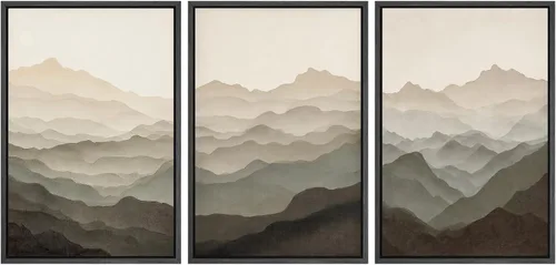 Miniatura 125 de SIGNWIN Lienzo enmarcado para pared, juego de arte de collage de hojas transparentes en blanco y negro, ilustraciones de naturaleza silvestre, arte