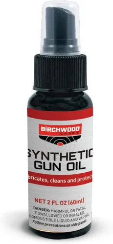BIRCHWOOD CASEY Lubricante sintético para pistola de larga duración para reducir la fricción, limpiar y proteger superficies metálicas, bomba de 2