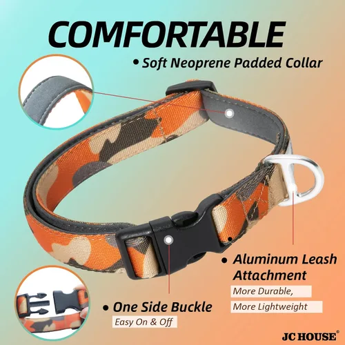 Miniatura 4 de Collar de perro acolchado suave, cuello de 16 a 25 pulgadas, collar ajustable resistente con logotipo reflectante 3M para perros medianos y grandes