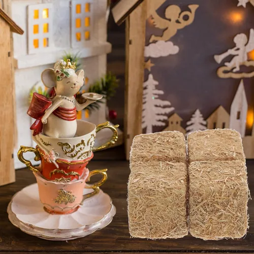 Miniatura 3 de STOBOK 4 bloques miniatura de pacas en miniatura, estilo otoñal, pequeño pajar apilable decorativo para manualidades, casa de muñecas, granja