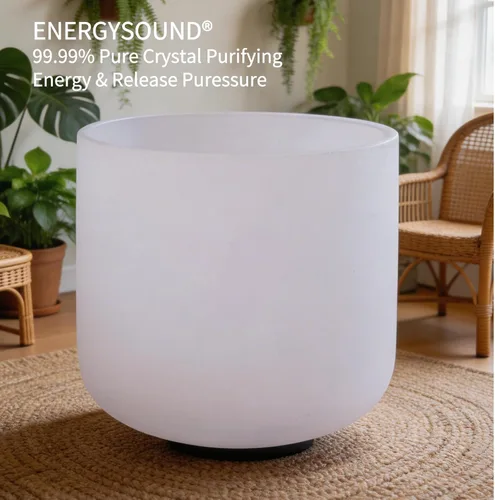 Miniatura 3 de EnergySound 432Hz Tazón cantador de cristal de cuarzo esmerilado, nota A, chakra del tercer ojo, 7 pulgadas, incluye mazo y junta tórica
