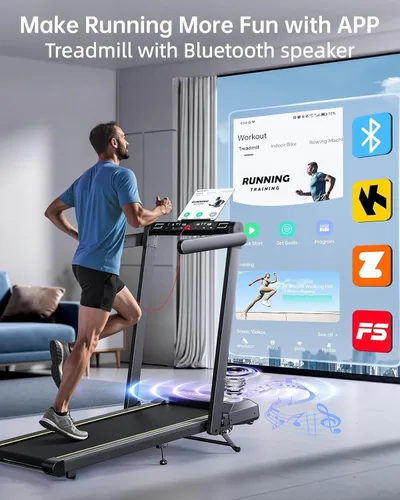 Miniatura 2 de TOPUTURE Walking Pad Treadmill with 12% Incline & Handle Bar, Treadmills for Home with Bluetooth Speaker, 4 in 1 Under Desk Treadmill Folding