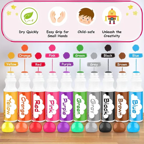 Soucolor Paquete de 20 marcadores de pintura de bingo lavables de 10 colores, marcadores de puntos para niños pequeños, niños en preescolar, juego