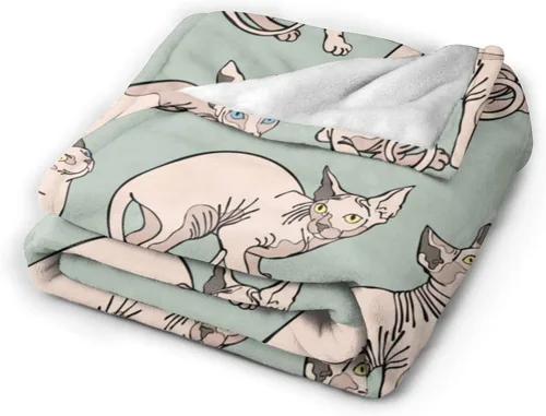 Miniatura 2 de Hairless Naked Cats Sphynx - Manta de forro polar, súper suave y cálida, manta térmica de felpa para cama, sofá y sala de estar