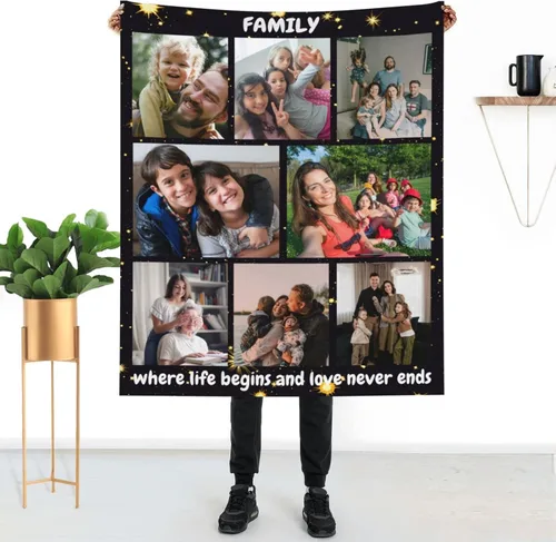 Miniatura 21 de HUGLAZY Mantas personalizadas con fotos, manta personalizada para la familia, sube tu foto de Halloween, manta personalizada para adultos