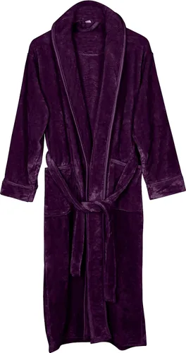 Miniatura 3 de NY Threads - Bata de baño de vellón para mujer con cuello tipo chal, bata larga y suave