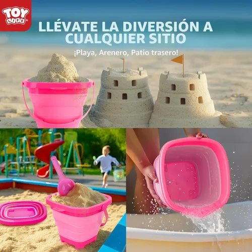 Miniatura 6 de TOY Life 41 piezas de juguetes de playa para niños de 4 a 8 años, juguetes de arena plegables para niños pequeños con cubo de silicona, palas y kit