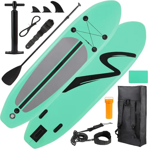TLSUNNY 10FT Inflatable Stand Up Paddle Board, 3 Fins Paddleboard with Full SUP Accessories for All Skill Levels, Portable Two-Way Hand Pump and