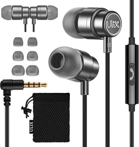 Auriculares con cable UliX Rider intrauditivos, garantía de 5 años, auriculares con micrófono, con cable anti-enredo, auriculares para iPhone, iPad,