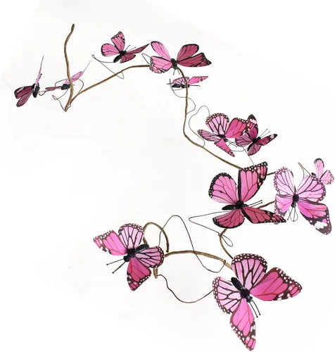 Miniatura 33 de Guirnalda de mariposa artificial, enredaderas decorativas de mariposa falsas, decoración colgante de mariposa única en 3D para pared del hogar, Azul