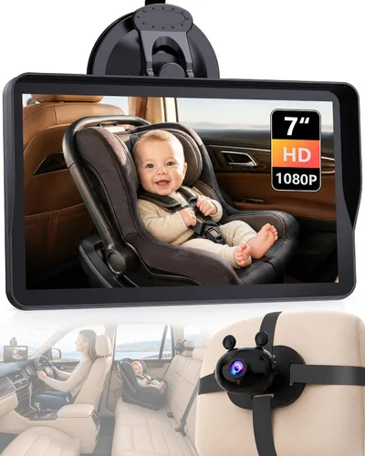 Miniatura 11 de Wkzay Cámara de Coche para Bebé para Asiento Trasero – HD 1080P, Ángulo Amplio de 150°, Visión Nocturna, Fácil Instalación, Luz LED Ajustable