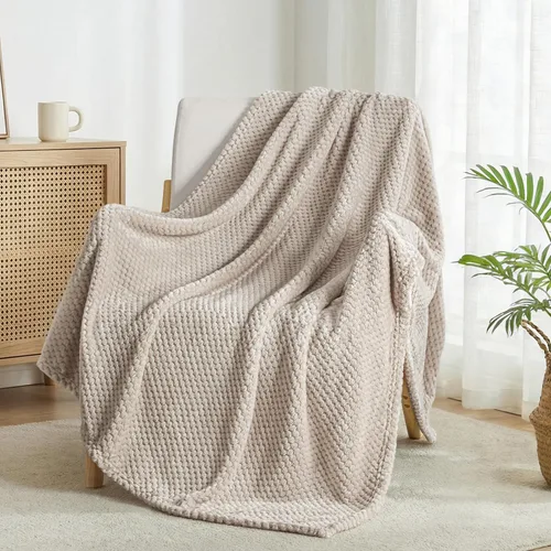 Miniatura 60 de Exclusivo Mezcla - Manta de vellón extragrande para sofá o cama, mantas supersuaves y cálidas con textura de gofre, acogedora, mullida y ligera Azul