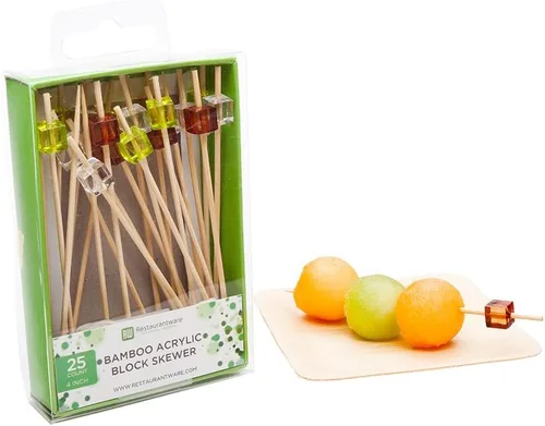 Miniatura 12 de Restaurantware Púas de madera de 3.5 pulgadas, 500 mini tenedores de cóctel de madera, dos púas de bambú resistentes para fiestas o catering