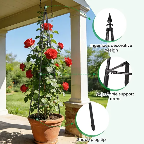 Miniatura 6 de FOLLOOK Enrejado de jardín para plantas trepadoras al aire libre, 67 pulgadas de alto, enrejado de pepino y tomate, soporte para plantas trepadoras