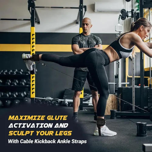Miniatura 6 de nooncrazy Ankle Straps for Dumbbell and Cable Machine, Dumbbell Foot Attachment with Longer Stronger Nylon Strap, Tibialis Trainer, Leg Extensions