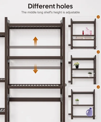 Miniatura 6 de Homde Organizador de Almacenamiento Sobre el Inodoro con Cesta y Cajón, Organizador de Baño de Bambú con Estante Ajustable y Patas Impermeables