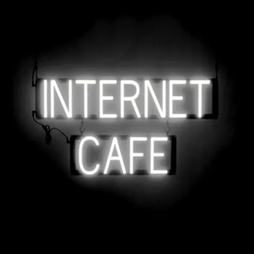 Miniatura 13 de SpellBrite Letrero WI-FI Letrero relacionado con café con aspecto de neón, fuente de luz LED azul 15.4 x 6.3 pulgadas