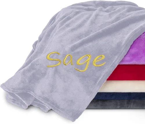 Miniatura 20 de Mantas personalizadas para adultos, manta personalizada con nombre bordado o monograma, funda de manta de forro polar suave para cama y sofá