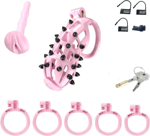 Miniatura 8 de Jaula de castidad masculina, jaula ligera, dispositivos de castidad de resina, juguete sexual para adultos para hombres, llave de bloqueo, anillos