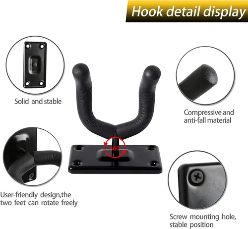 Miniatura 2 de Paquete de 2 soportes de pared para guitarra, ganchos de pared para guitarra, exhibición perfecta de instrumentos musicales para tiendas minoristas