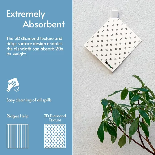 Miniatura 5 de Eulnars - Toallas de papel reutilizables, paquete de 8 paños de cocina suecos con 3 clips, negro y blanco, algodón, 200 lavados Negro Blanco