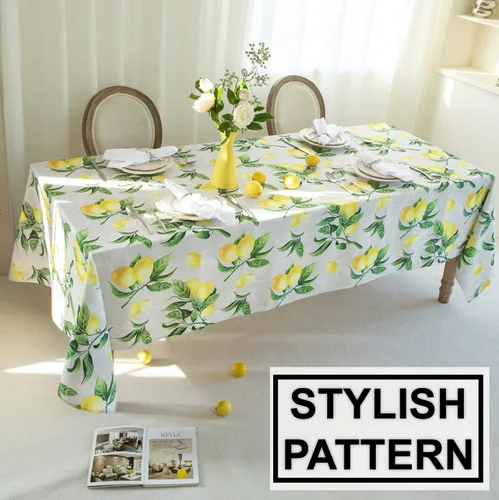 Miniatura 7 de Mantel rectangular con estampado de limones de 60 x 84 pulgadas, mantel rectangular impermeable con estampado de limonada amarilla, mantel lavable