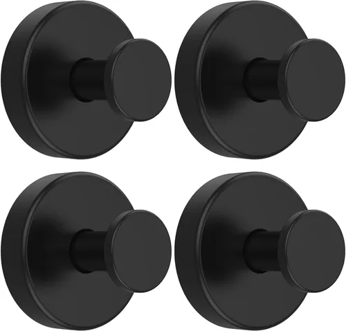 Paquete de 4 ganchos de ventosa color negro mate para ducha, baño, cocina, puerta de cristal, espejo, azulejos, soporte de gancho para bata de baño