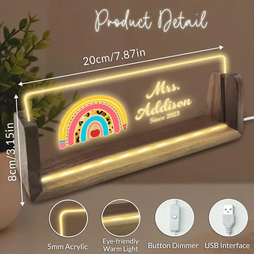 Miniatura 3 de Placa de nombre de escritorio personalizada con logotipo, placa acrílica iluminada personalizada para escritorio, regalos de oficina personalizados