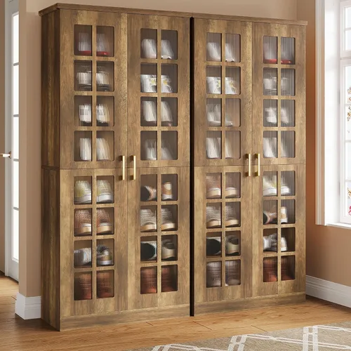 Miniatura 10 de Tribesigns Zapatero alto con puertas, almacenamiento de zapatos de 8 niveles con estantes ajustables, moderno organizador de zapatos para entrada