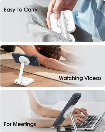 Miniatura 6 de Estación de carga inalámbrica para cargador Magsafe, cargador inalámbrico para iPhone 17/16/15/14/13 Series/Apple Watch/AirPods Pro, soporte