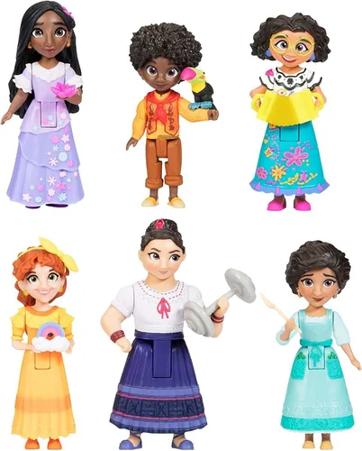 Disney Encanto Figuras de muñeca, juego de 6 unidades de la familia Madrigal, cada uno con un accesorio, ideal para jugar con la Casa Madrigal