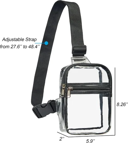 Miniatura 3 de Riñonera pequeña transparente, bolsa transparente resistente, bonita mochila cruzada en el pecho para mujeres y niñas, Negro, S, Bolso de pecho