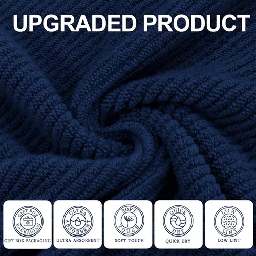 Miniatura 274 de VOOVA & MOVAS Toallas de mano blancas - 100% algodón Ligeras Gruesas Secado rápido Suaves Absorbentes, paquete de 4 piezas grandes de 18