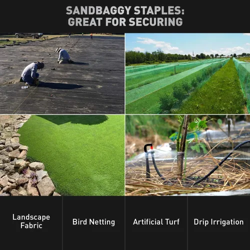 Miniatura 5 de Sandbaggy 100 grapas de paisaje de 6 pulgadas ~ SOD Staples Garden Stakes Round Pins