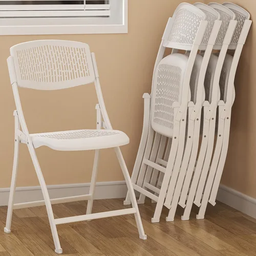 Miniatura 11 de Ytaoka Silla plegable negra con asiento de malla transpirable y marco de metal resistente para interiores y exteriores, fiestas, eventos, bodas