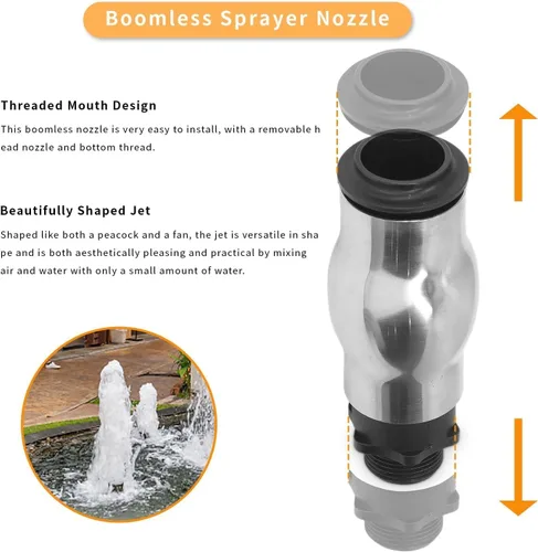 Miniatura 3 de AYNEFY Boquilla de fuente, acero inoxidable 304 rociador de agua de estanque rociador de agua boquilla de fuente de agua G1 rosca macho espuma