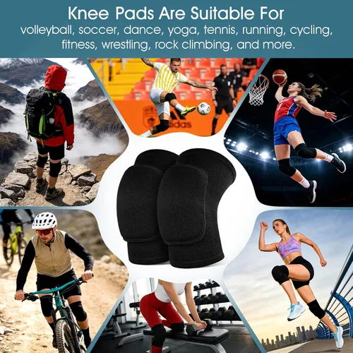 Miniatura 7 de Rodilleras de voleibol, 1 par de rodilleras negras suaves para mujeres, jóvenes y niñas, para deportes, baile, fútbol, yoga, tenis, correr