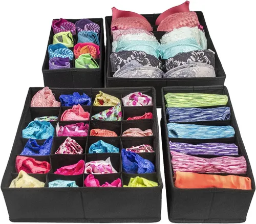 Miniatura 9 de Conjunto de 4 separadores de cajones plegables Sorbus, cajas de almacenamiento, organizadores de clóset, organizador para debajo de la cama
