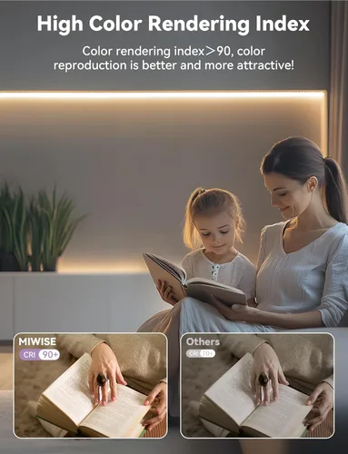 Miniatura 2 de MIWISE Tira de luces LED USB 5V, tira de luz LED COB súper brillante de 2700K blanco cálido con interruptor regulador táctil, cinta de luz regulable