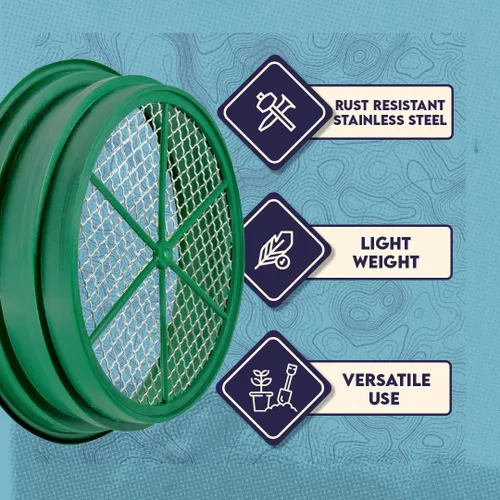 Miniatura 4 de SE Bandeja Clasificadora Apilable para Prospección de Oro de 13.25 Pulgadas de Ancho - Tamiz con Malla de Acero Inoxidable de 1/100 Pulgadas, Verde